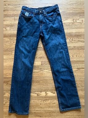 Cinch Silver Label Mid Rise Slim Fit Straight Leg Jeans Dark Wash 33 x 34